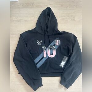 Messi 10 Black Cropped Hoodie size L